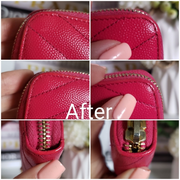 Authentic Pre-owned Yves Saint Laurent Grain De Poudre Zip Around Chevron Wallet - Picture 12 of 14